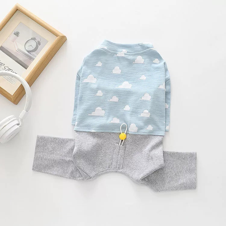 Dog Sring Autumn Onesie PJs DoglightblueandyellowonesiepajamasformediumdogsbyFrenchiely_2