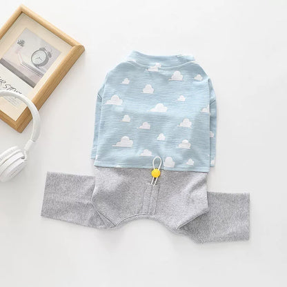 Dog Sring Autumn Onesie PJs DoglightblueandyellowonesiepajamasformediumdogsbyFrenchiely_2