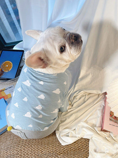 Dog Sring Autumn Onesie PJs DoglightblueandyellowonesiepajamasformediumdogsbyFrenchiely_3