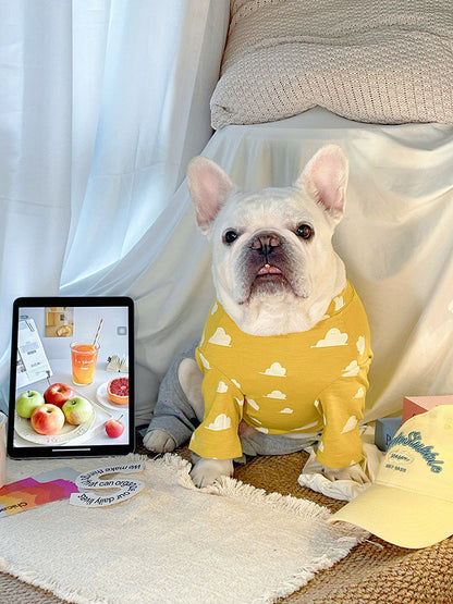 Dog Sring Autumn Onesie PJs DoglightblueandyellowonesiepajamasformediumdogsbyFrenchiely_9