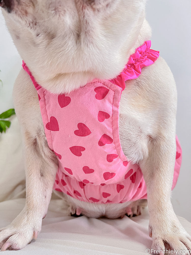 dog pink heart dress for female medium dogs by frenchiely