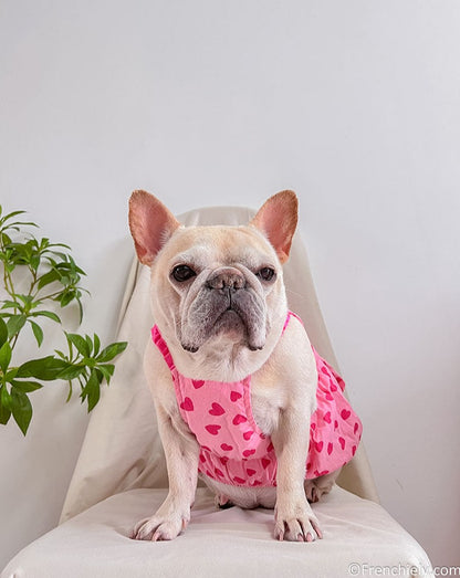 dog pink heart dress for female medium dogs by frenchiely