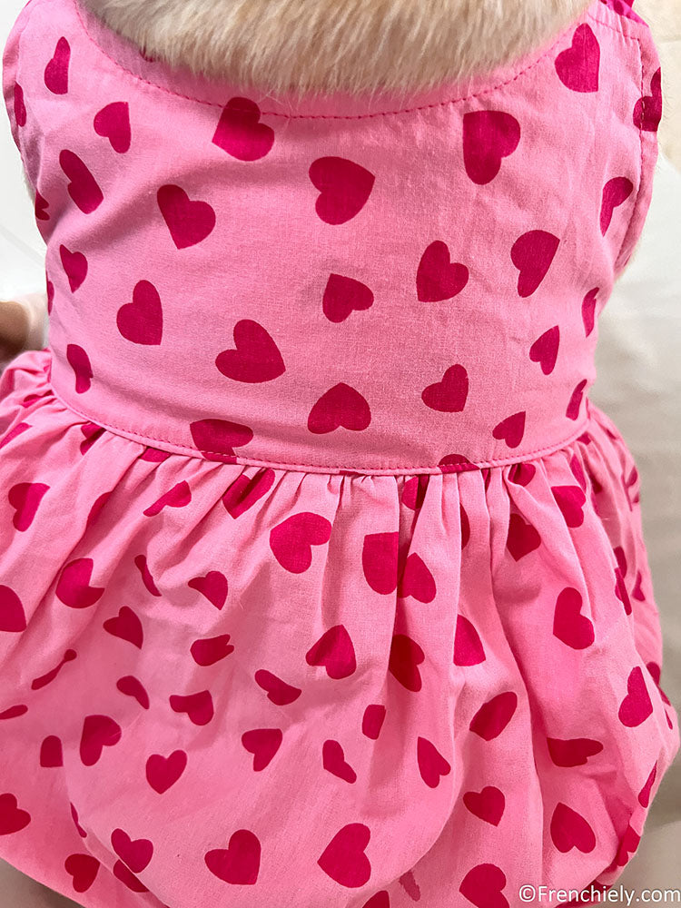 dog pink heart dress for female medium dogs by frenchiely