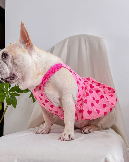 dog pink heart dress for female medium dogs by frenchiely