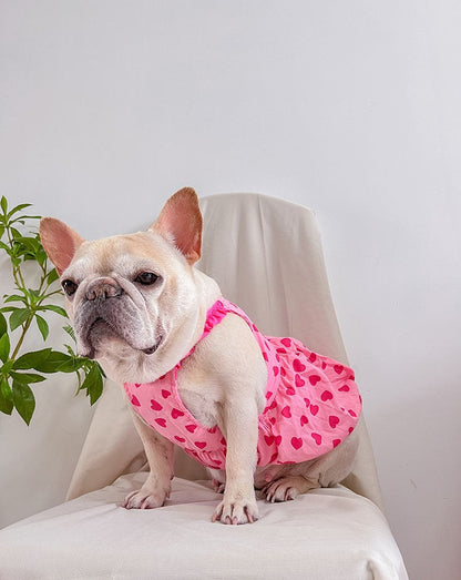 dog pink heart dress for female medium dogs by frenchiely