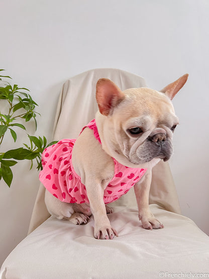 dog pink heart dress for female medium dogs by frenchiely