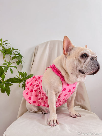 dog pink heart dress for female medium dogs by frenchiely