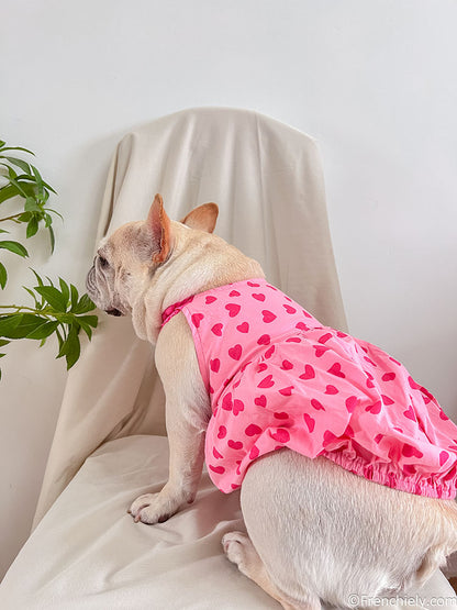 dog pink heart dress for female medium dogs by frenchiely