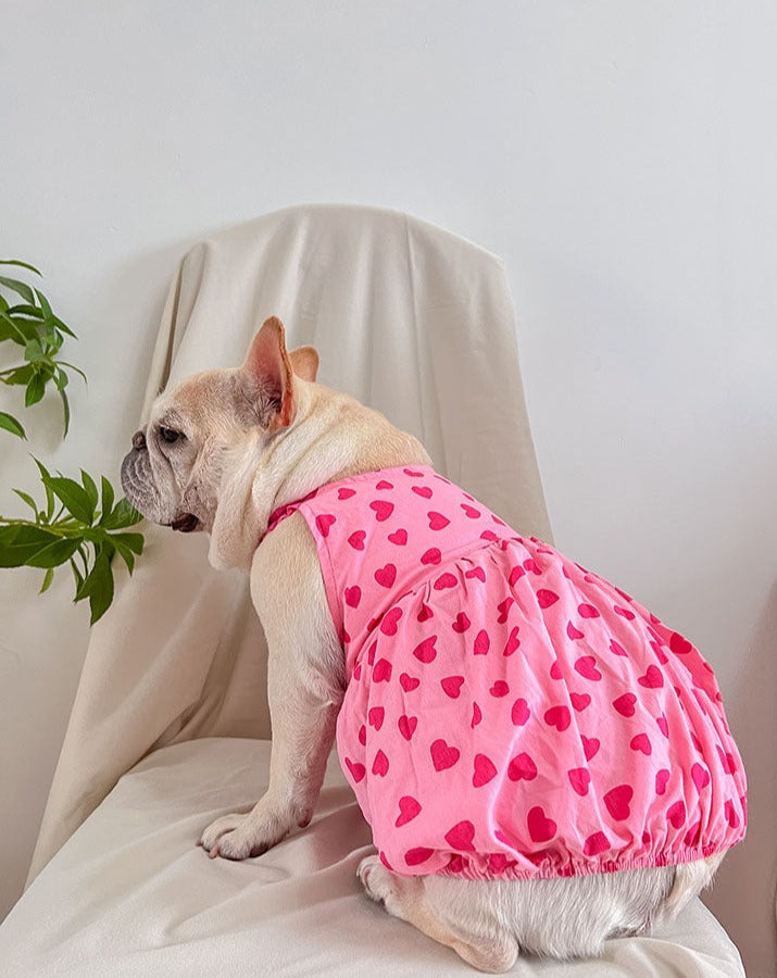 dog pink heart dress for female medium dogs by frenchiely