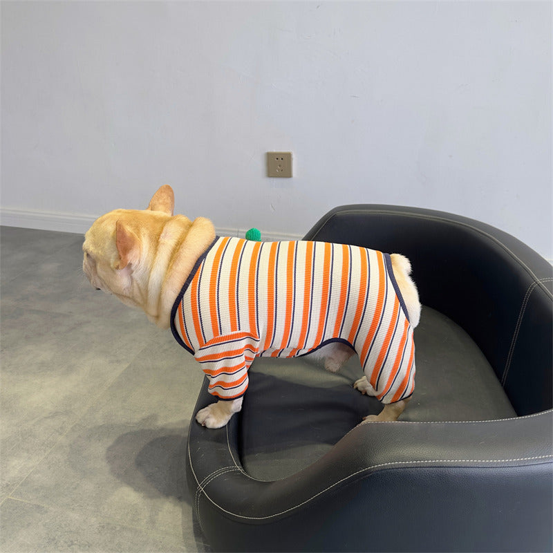 Dog stretchy striped onesie pajamas