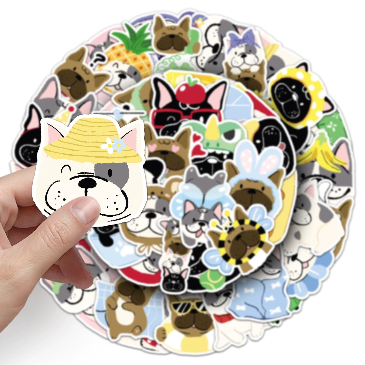 Reusable French Bulldog Stickers Decals for Water Bottle Cups, Laptops 
