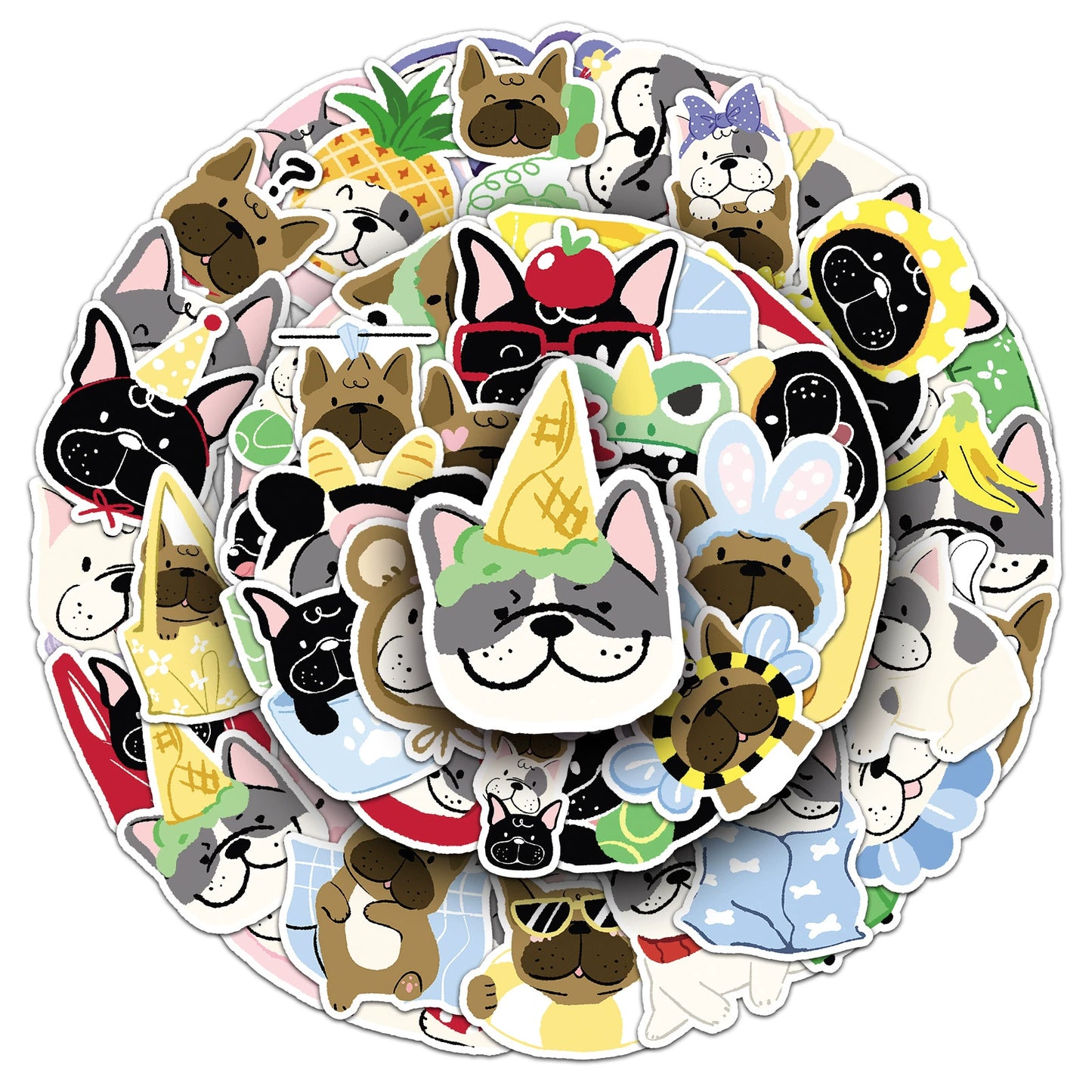 French Bulldog Stickers Decals for Water Bottle Cups, Laptops, 50 pieces per pack
