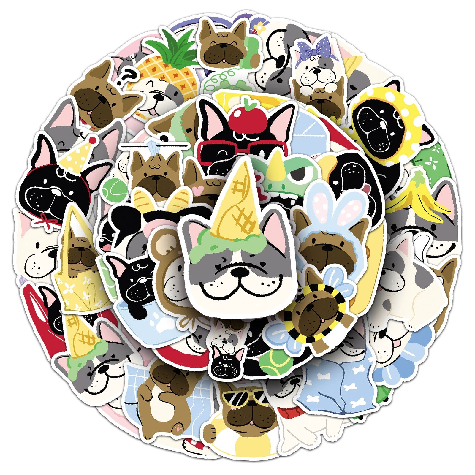 French Bulldog Stickers Decals for Water Bottle Cups, Laptops, 50 pieces per pack
