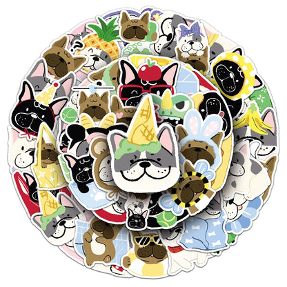French Bulldog Stickers Decals for Water Bottle Cups, Laptops, 50 pieces per pack
