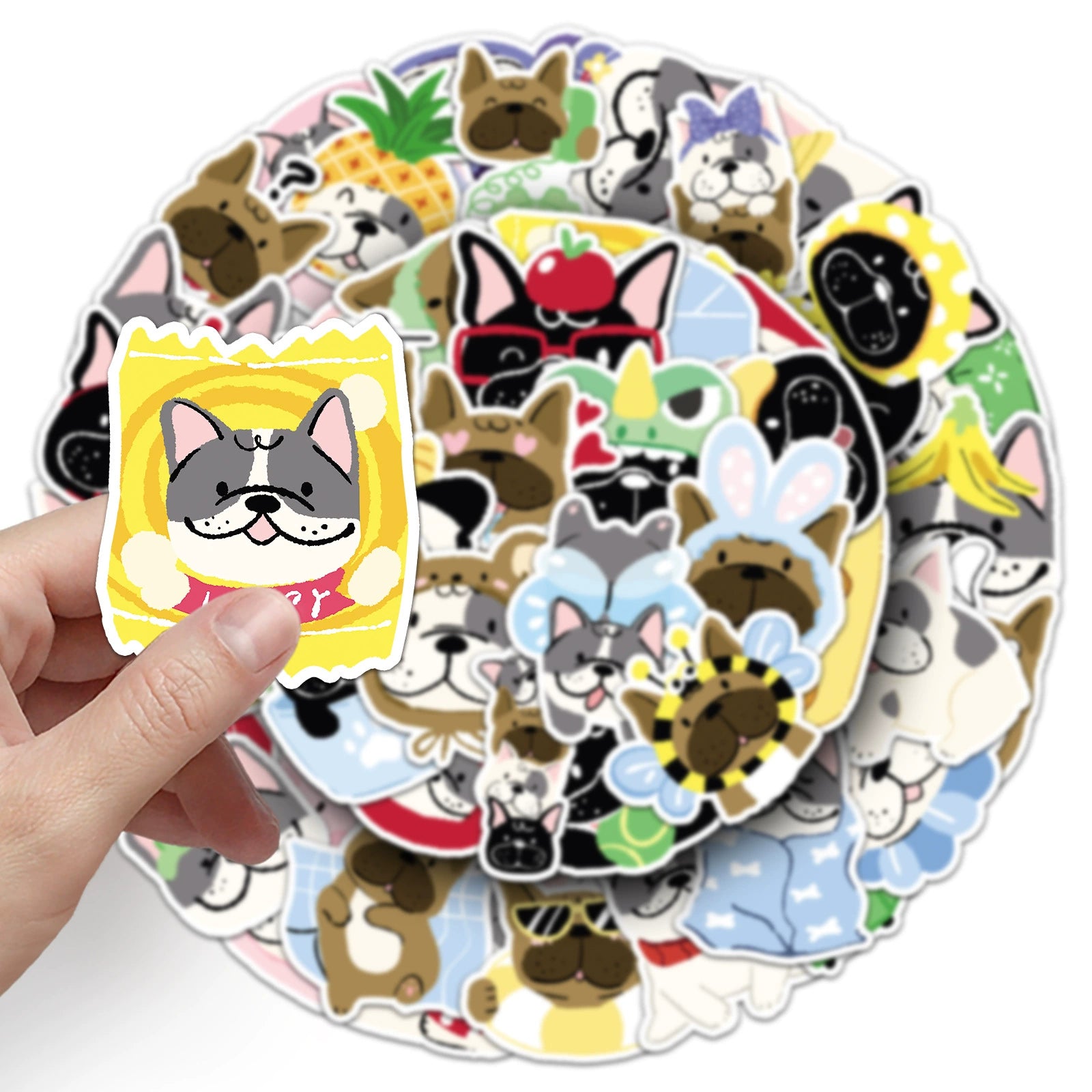 Funny French Bulldog Stickers Decals for Water Bottle Cups, Laptops 