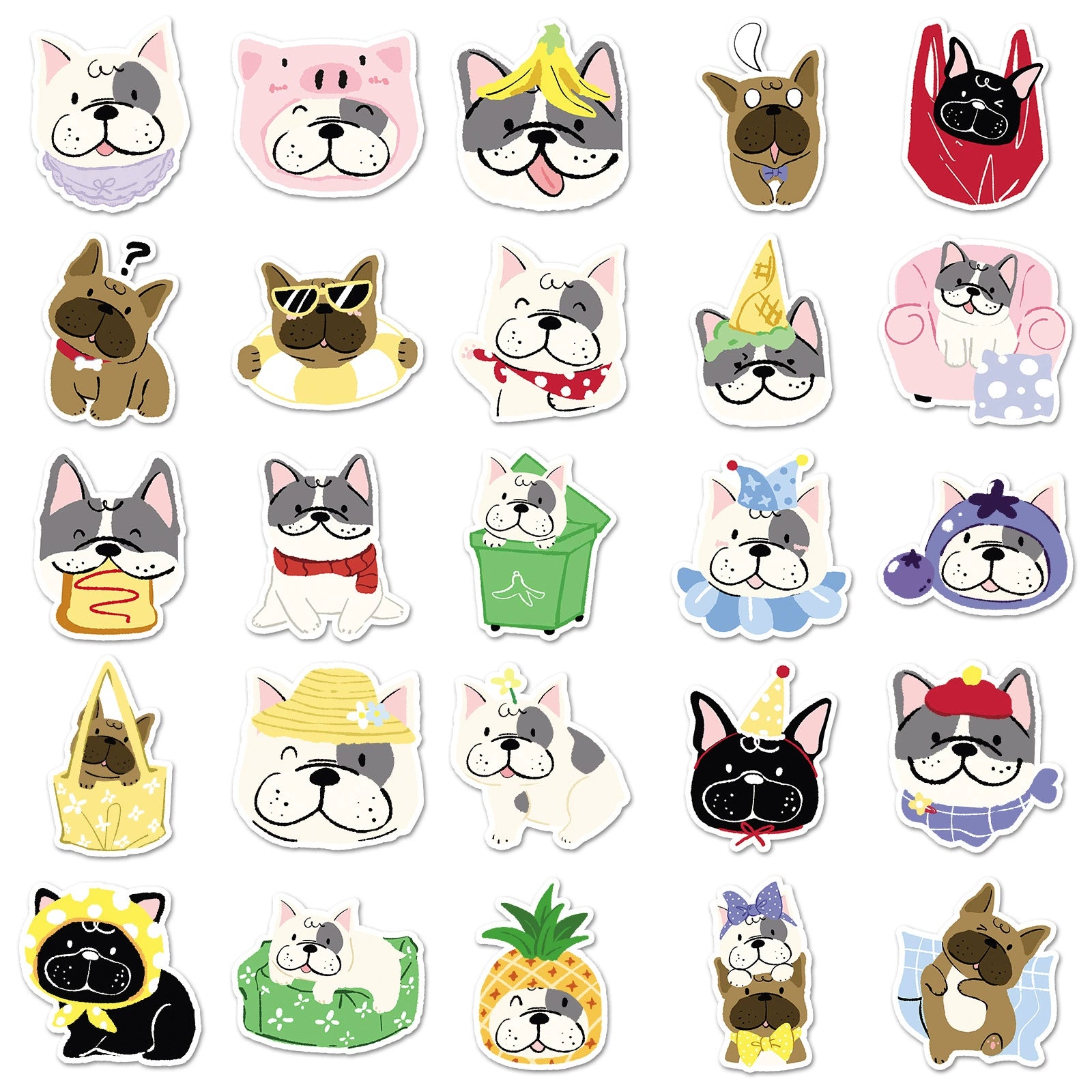 French Bulldog Stickers Decals for Water Bottle Cups, Laptops 