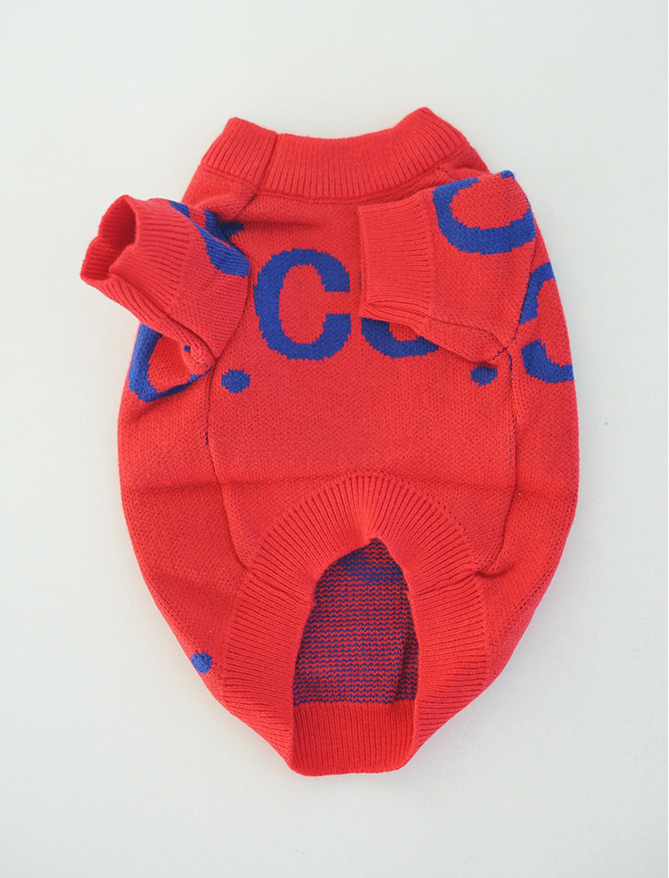 Dog Luxury Red Sweater FrenchBulldogluxuryhandmadedogsweaterinred_1