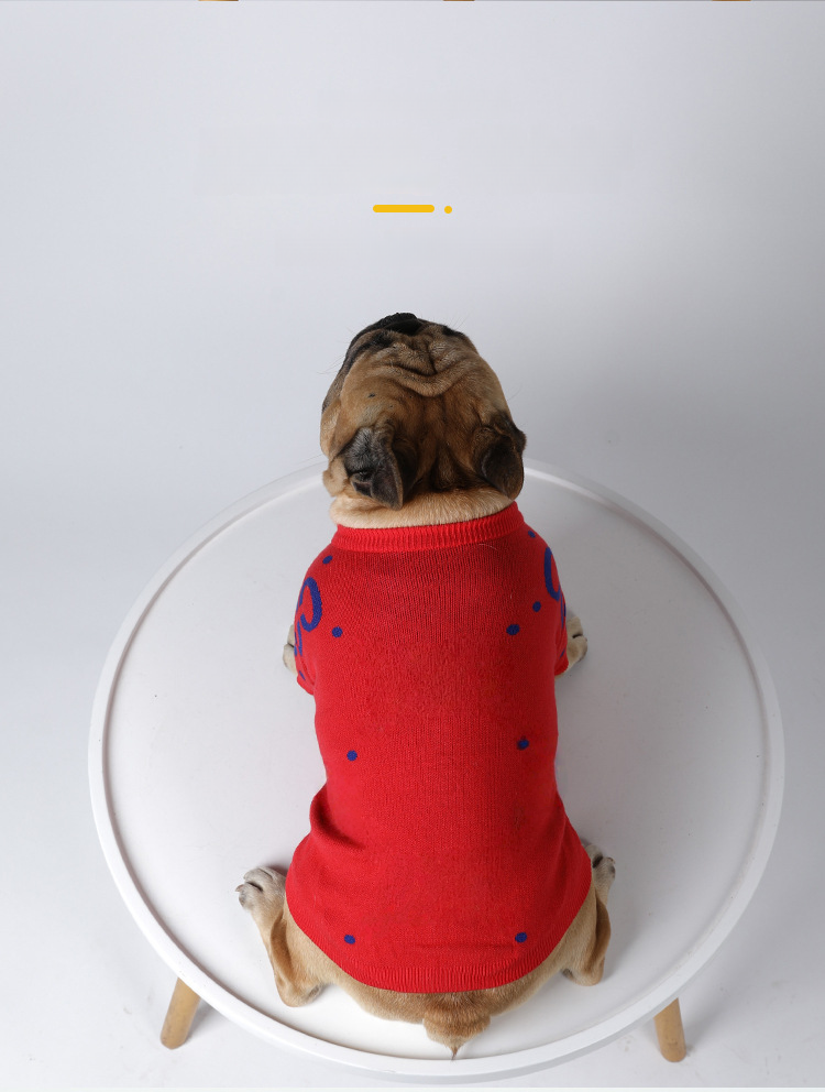Dog Luxury Red Sweater FrenchBulldogluxuryhandmadedogsweaterinred_2