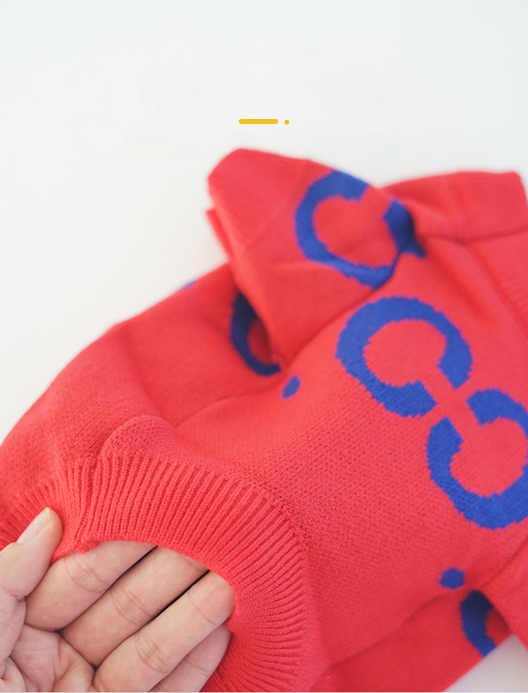 Dog Luxury Red Sweater FrenchBulldogluxuryhandmadedogsweaterinred_3
