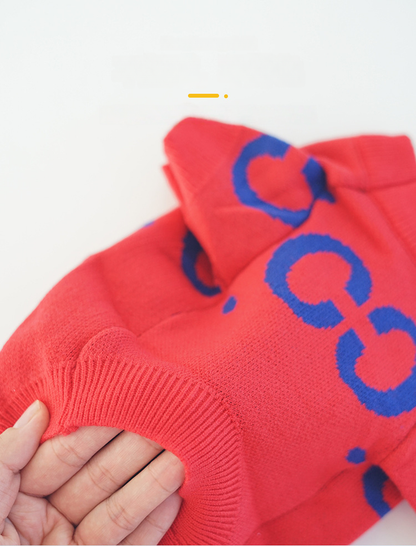 Dog Luxury Red Sweater FrenchBulldogluxuryhandmadedogsweaterinred_3