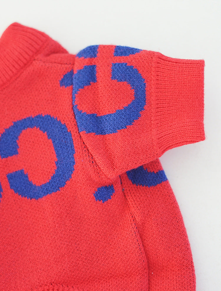 Dog Luxury Red Sweater FrenchBulldogluxuryhandmadedogsweaterinred_4