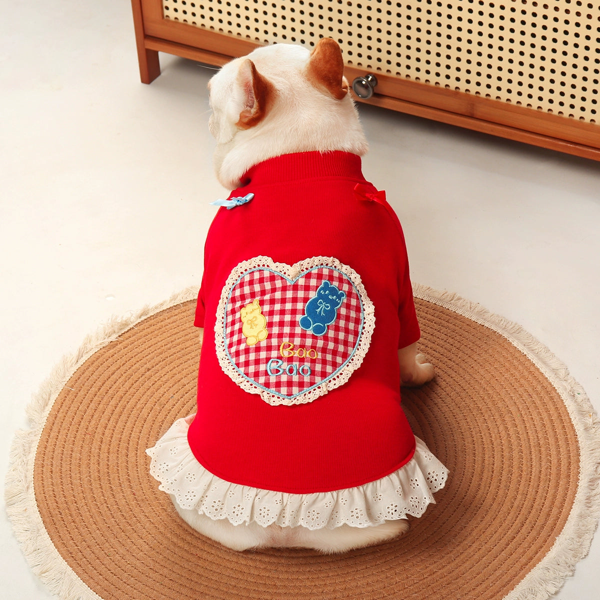 Red Bear Dress FrenchBulldogredshirtwithlacetutu_1