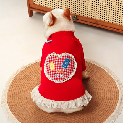 Red Bear Dress FrenchBulldogredshirtwithlacetutu_1