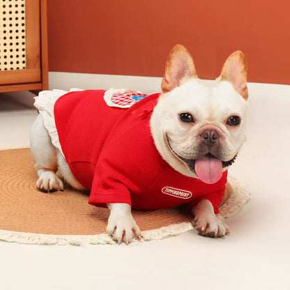 Red Bear Dress FrenchBulldogredshirtwithlacetutu_7