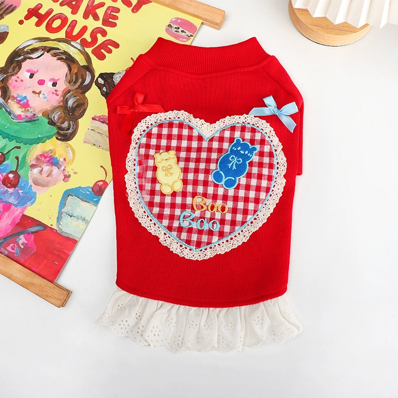 Red Bear Dress FrenchBulldogredshirtwithlacetutu_8