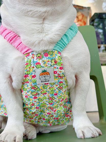 Summer Floral Dress with Pink Pin FrenchBulldogsummergreenfloraldresswithpinkflowerpinbyFrenchiely_11