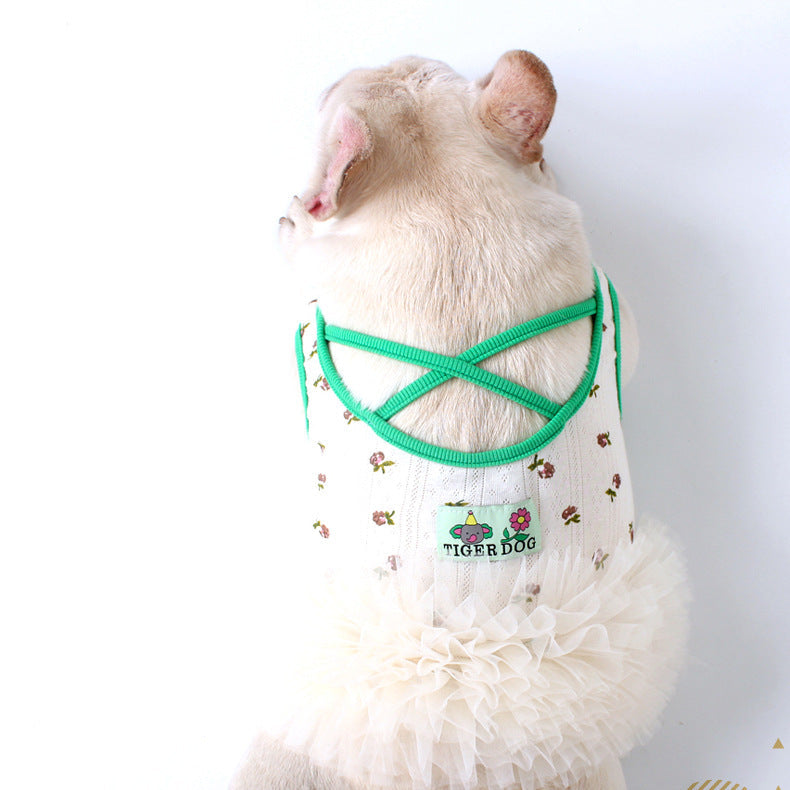French Bulldog Green Floral Dress FrenchBulldogsummergreentutufloraldressbyFrenchiely_10