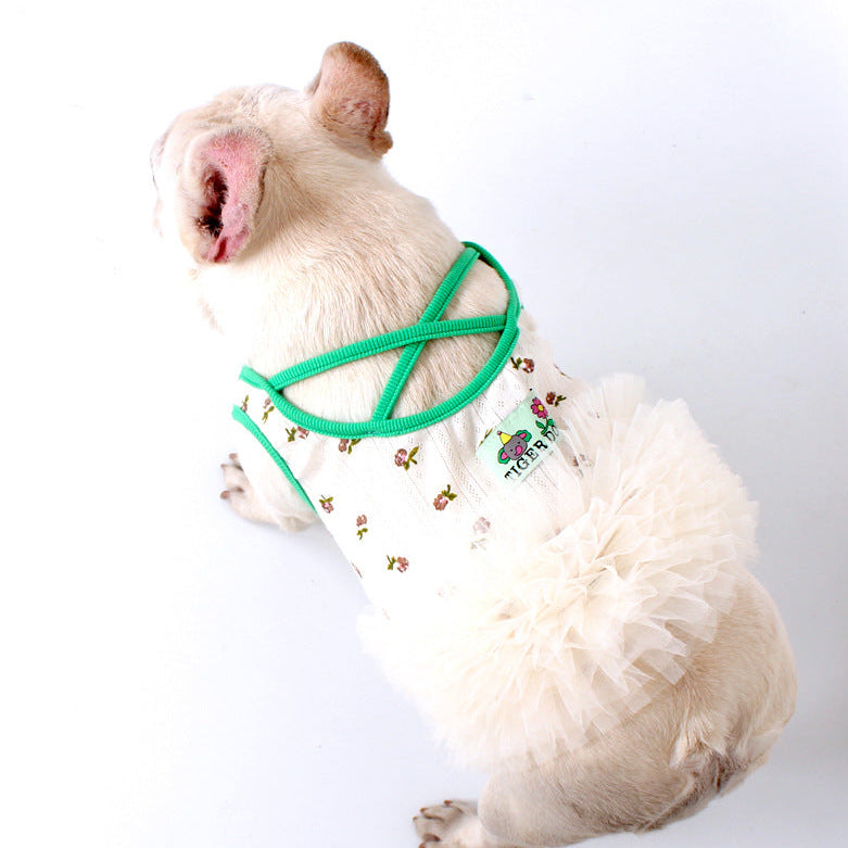 French Bulldog Green Floral Dress FrenchBulldogsummergreentutufloraldressbyFrenchiely_7