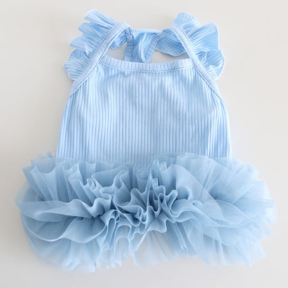Frenchie Stretchy Tutu Dress Blue FrenchBulldogsummertutudress_11