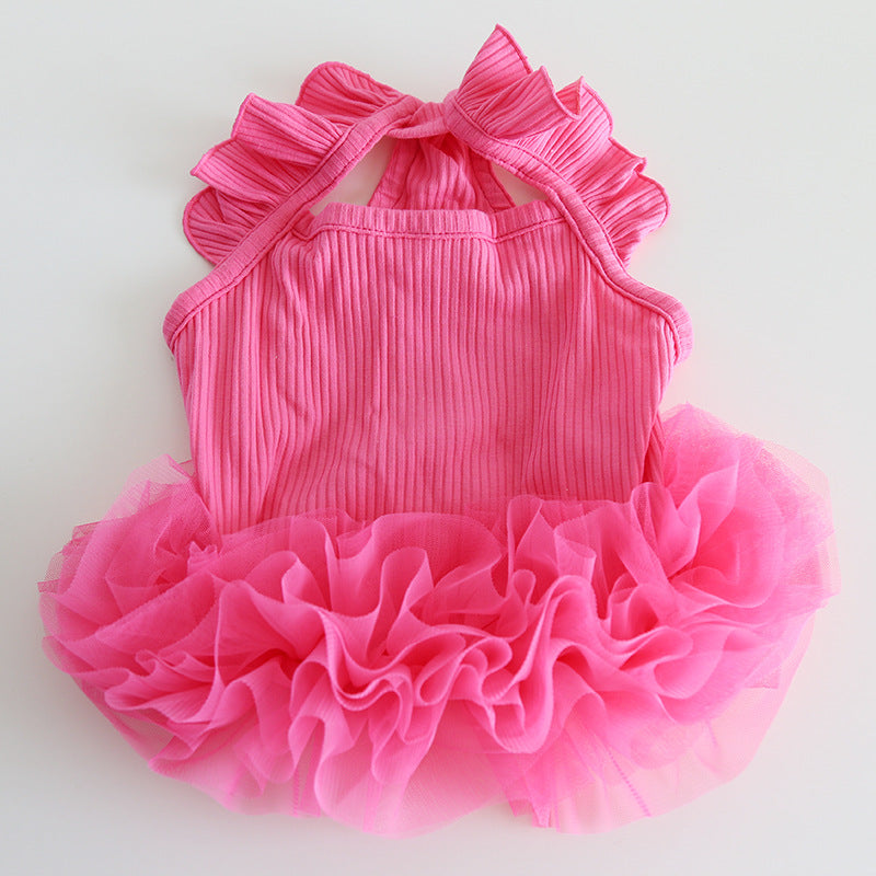 Frenchie Stretchy Tutu Dress Rose Red FrenchBulldogsummertutudress_4