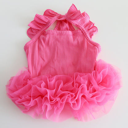 Frenchie Stretchy Tutu Dress Rose Red FrenchBulldogsummertutudress_4