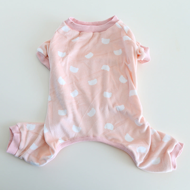 Dog Jumpsuit Pajamas Pink Bear FrenchBulldogwinterwarmjumpsuitonesiebyFrenchiely_17