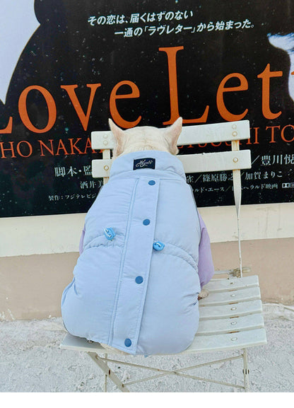 Senior Dog Neck Protection Warm Jumpsuit Blue FrenchBulldogwinterwarmonesiejumpsuitcoatbyFrenchiely_10