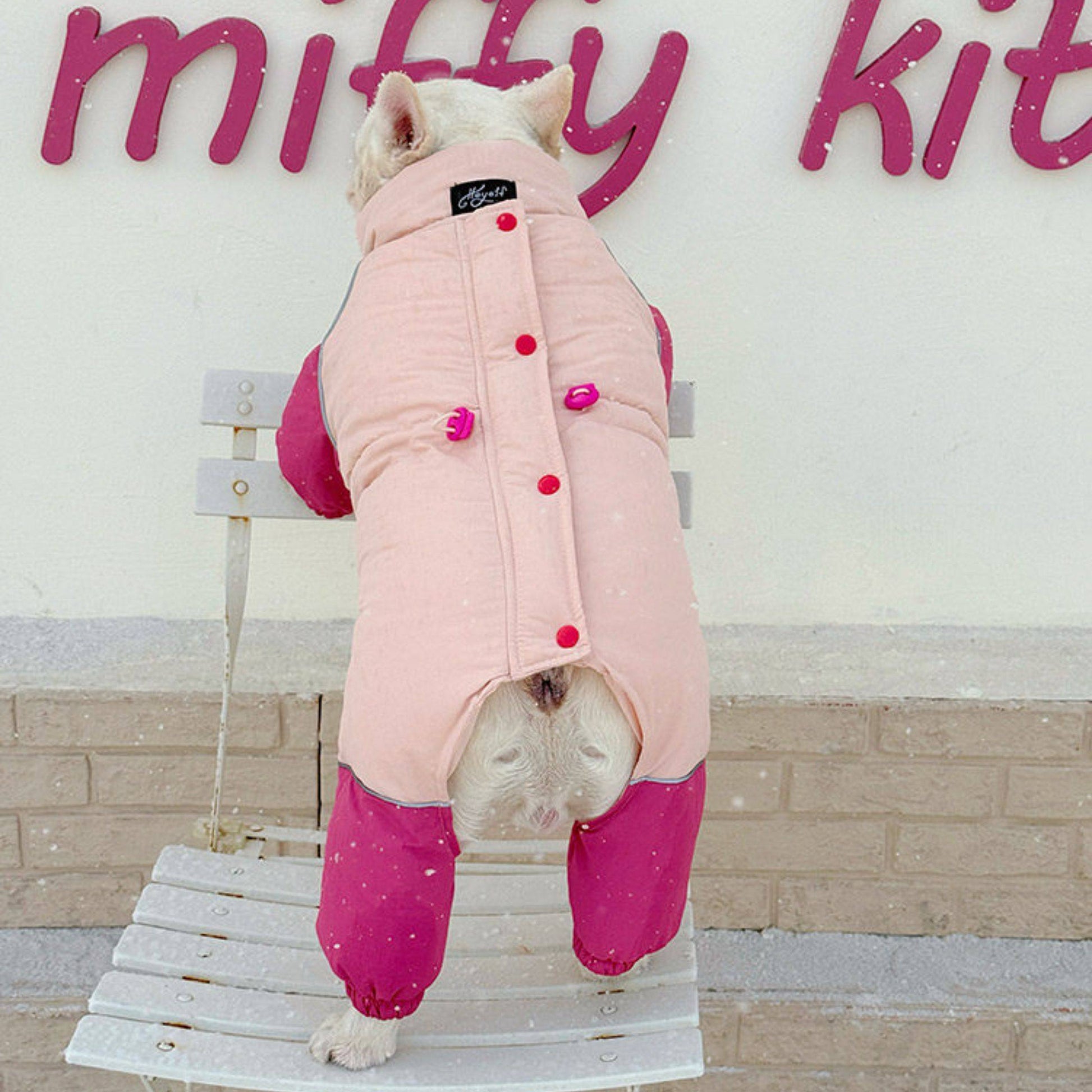 Senior Dog Neck Protection Warm Jumpsuit Rose Red FrenchBulldogwinterwarmonesiejumpsuitcoatbyFrenchiely_8
