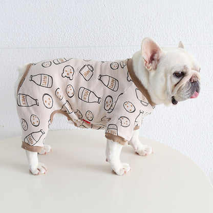 Dog Beige Onesie PJs Frenchbulldogcottonjumpsuitonesiepajamas_1