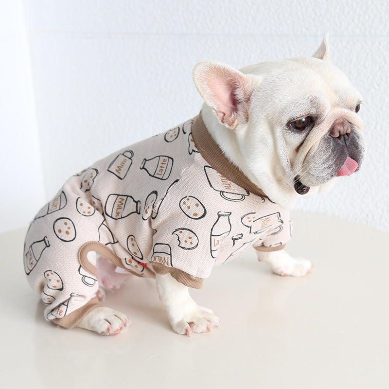Dog Beige Onesie PJs Frenchbulldogcottonjumpsuitonesiepajamas_2
