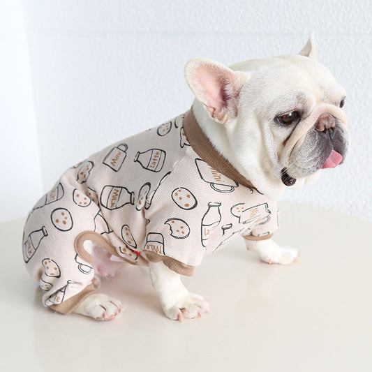 Dog Beige Onesie PJs Frenchbulldogcottonjumpsuitonesiepajamas_2
