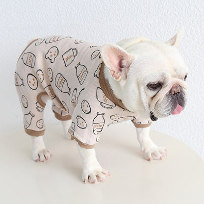 Dog Beige Onesie PJs Frenchbulldogcottonjumpsuitonesiepajamas_6