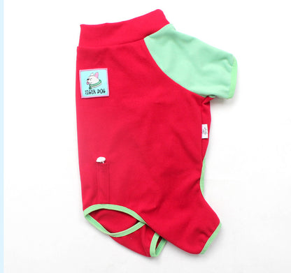 Warm Neck Protection Jumpsuit Red Frenchbulldogonesiepajamas_1