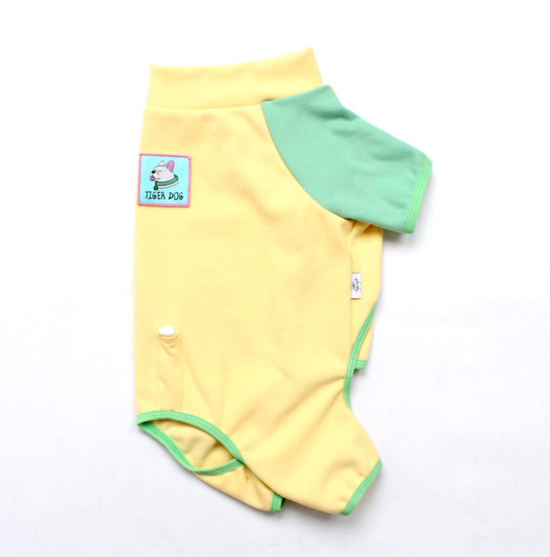 Warm Neck Protection Jumpsuit Yellow Frenchbulldogonesiepajamas_5
