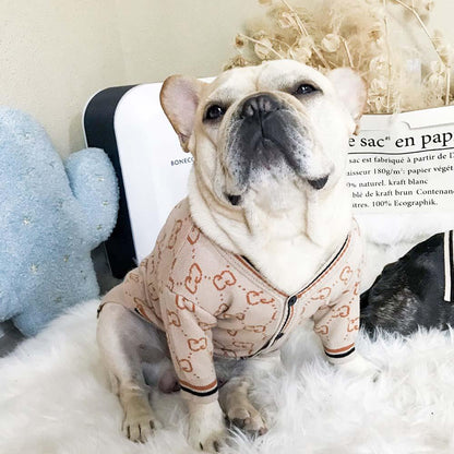 French Bulldog Beige Cardigan Sweater - Frenchiely