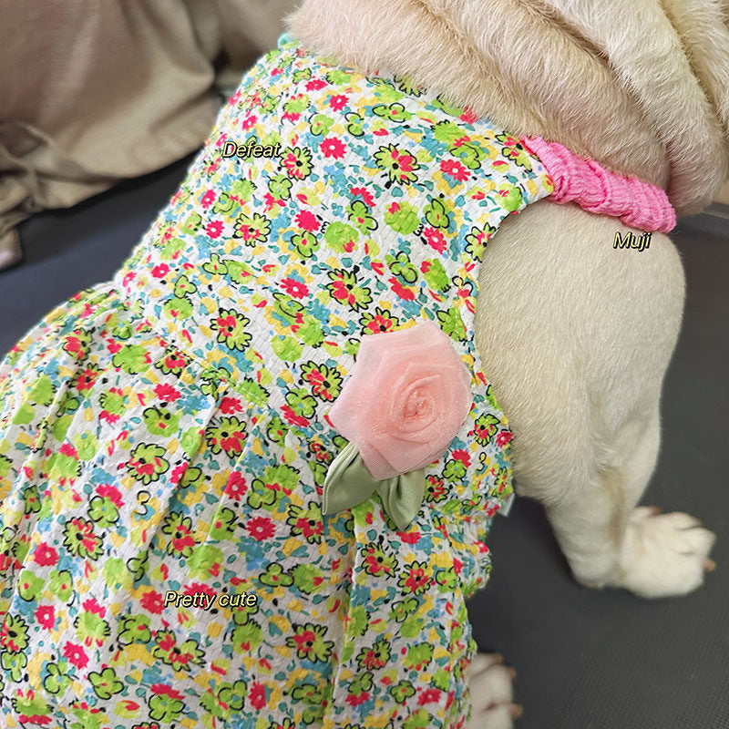 Summer Floral Dress with Pink Pin Frenchielydogflowerpinfloraldressformediumdogbreeds_4