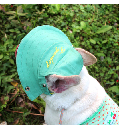 Flat Face Dog Sun Protection Hat Frenchielyflatfacefrenchbulldogsummersunscreenhat_1