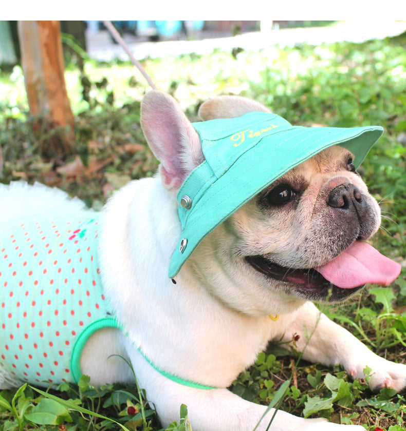 Flat Face Dog Sun Protection Hat Frenchielyflatfacefrenchbulldogsummersunscreenhat_10