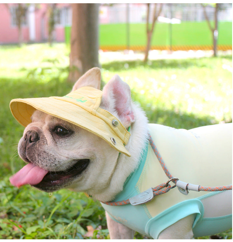 Flat Face Dog Sun Protection Hat Frenchielyflatfacefrenchbulldogsummersunscreenhat_8