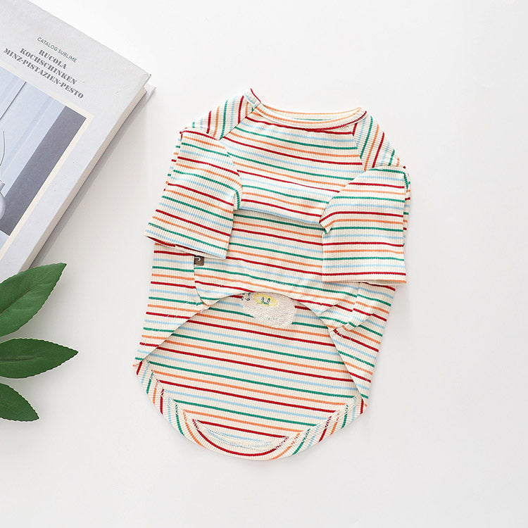 Doggie Rainbow Stripe Shirt MediumDogStripeCottonshirtwithcartoondoggiespatterns_2